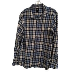 Vans Flannel Shirt Men Size Large Blue Check Button Up Off The Wall Skate